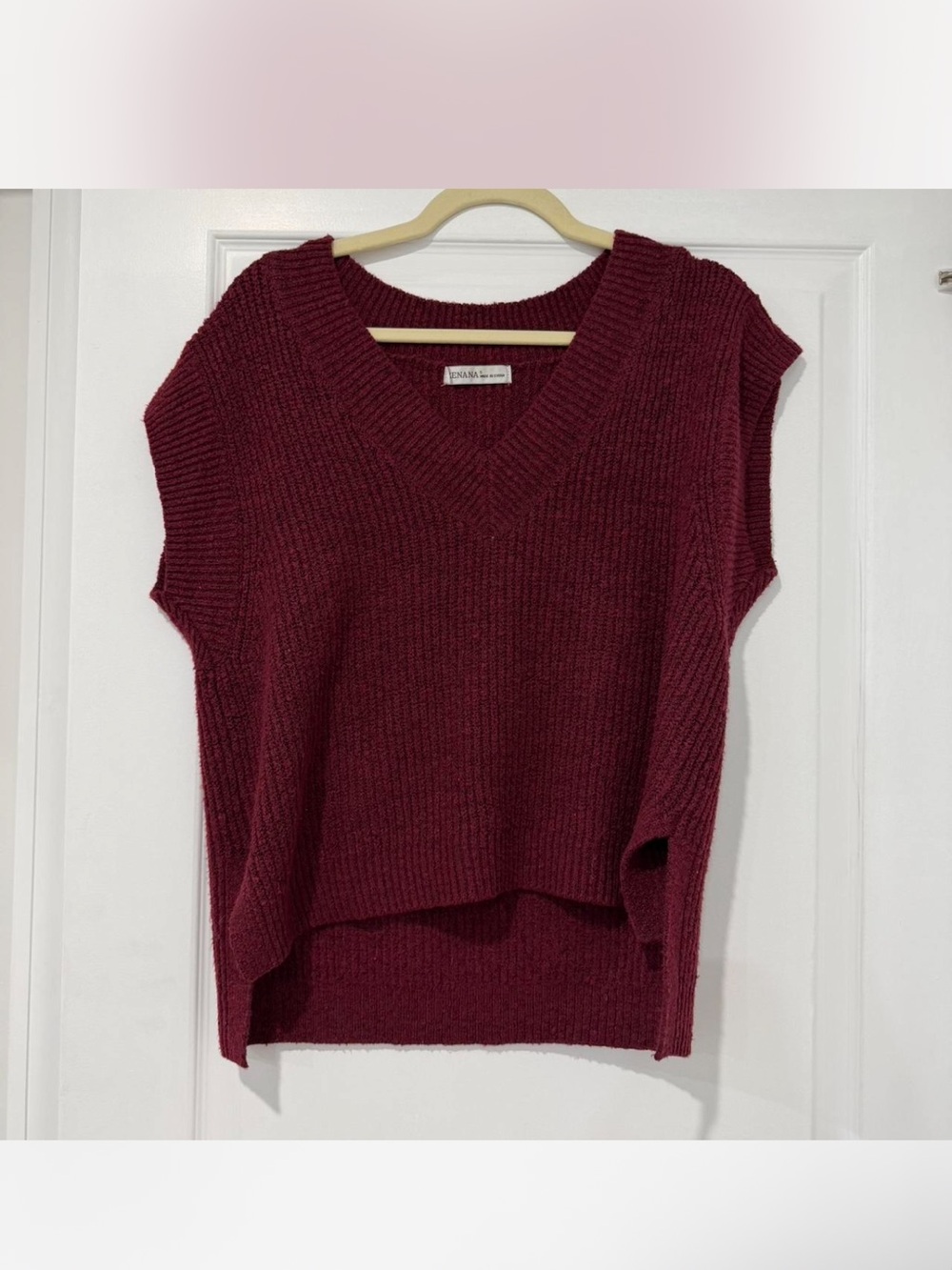Zenana V-Neck Sleeveless Sweater Vest - Burgundy